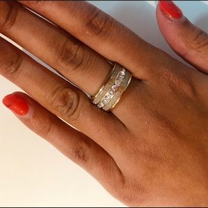 Vintage silver studded thick band ring